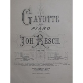 RESCH Johann Gavotte op 100 Piano ca1878