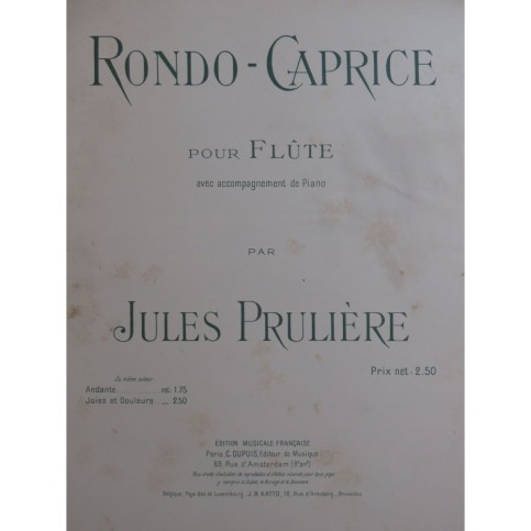 PRULIÈRE Jules Rondo-Caprice Flûte Piano