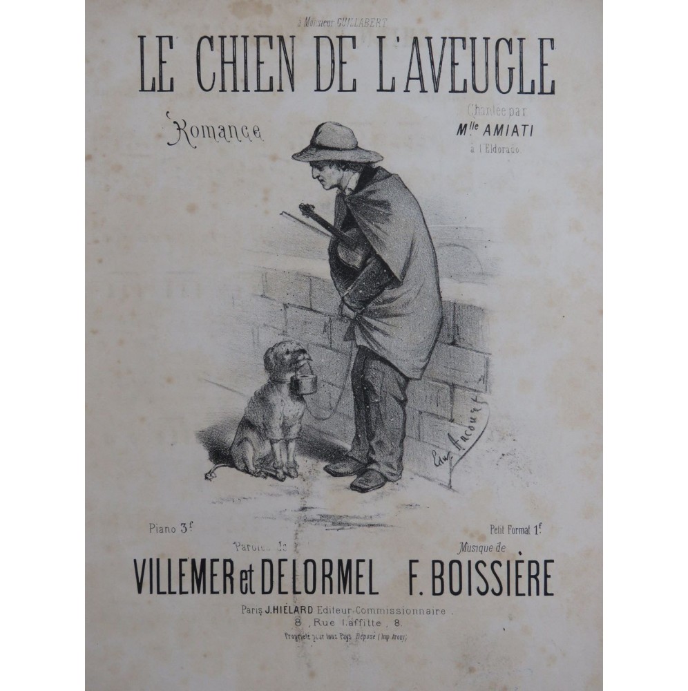 BOISSIÈRE Frédéric Le Chien de l'Aveugle Chant Piano ca1860