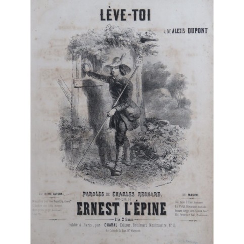 L'ÉPINE Ernest Lève-Toi Chant Piano ca1860