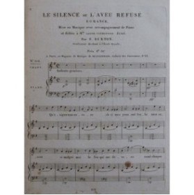BERTON Fils F. Le Silence ou l'Aveu Refusé Chant Piano ca1820