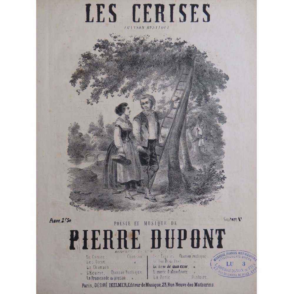 DUPONT Pierre Les Cerises Chant Piano ca1880