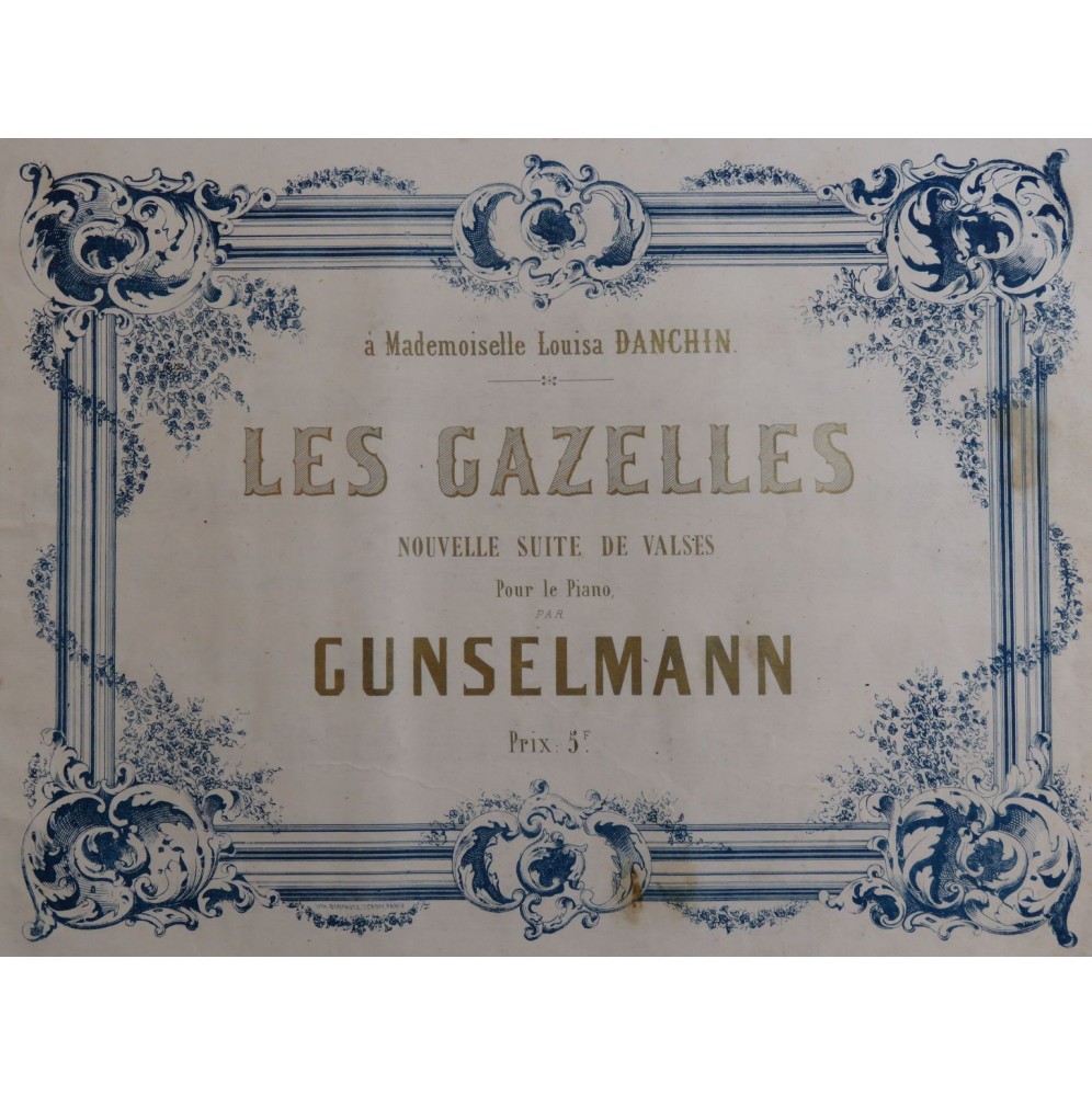 GUNSELMANN Les Gazelles Piano XIXe siècle
