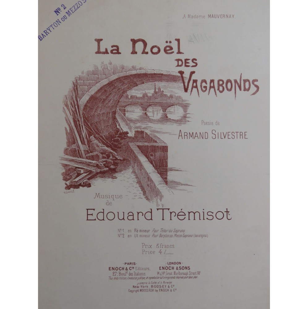 TRÉMISOT Édouard La Noël des Vagabonds Chant Piano 1896