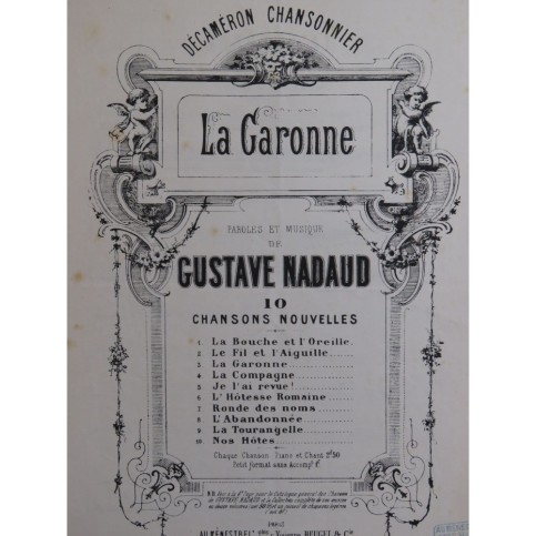 NADAUD Gustave La Garonne Chant Piano ca1875