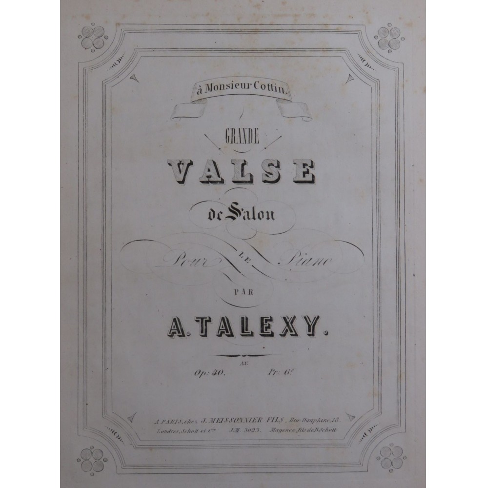 TALEXY Adrien Grande Valse de Salon Piano ca1855