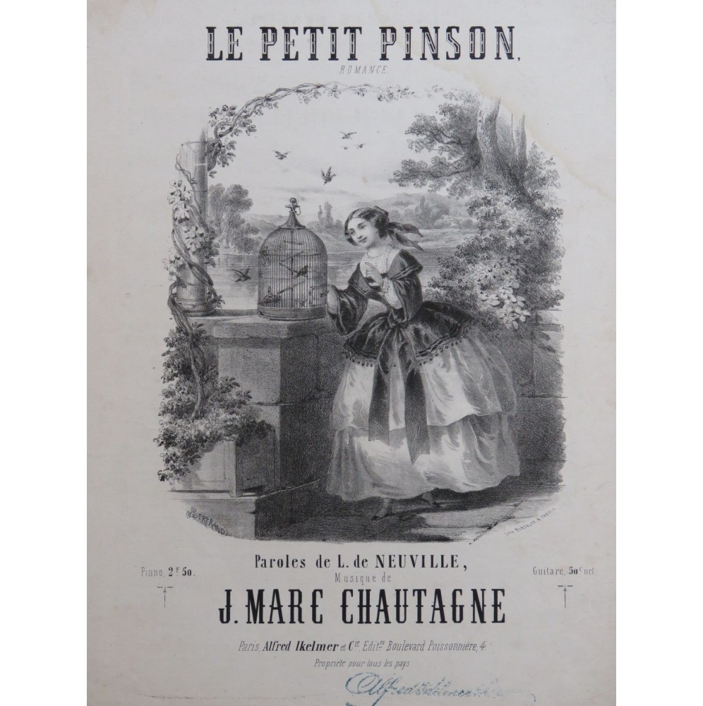 CHAUTAGNE Jean Marc Le Petit Pinson Chant Piano ca1860
