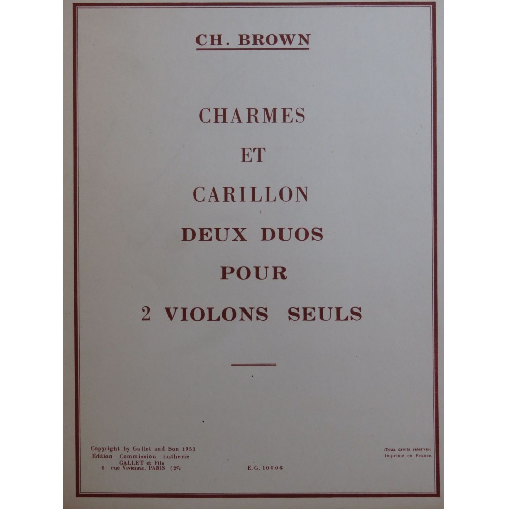 BROWN Charles Charmes et Carillon 2 Violons 1953