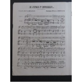 LHUILLIER Edmond Si J'Étais Invisible Chant Piano ca1860