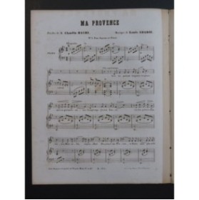 ABADIE Louis Ma Provence Chant Piano ca1850