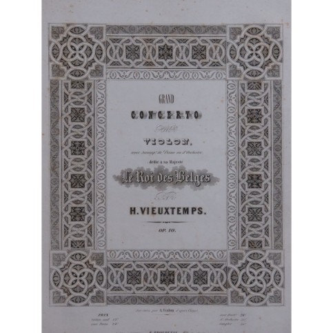 VIEUXTEMPS Henri Grand Concerto Op 10 Violon Piano 1840