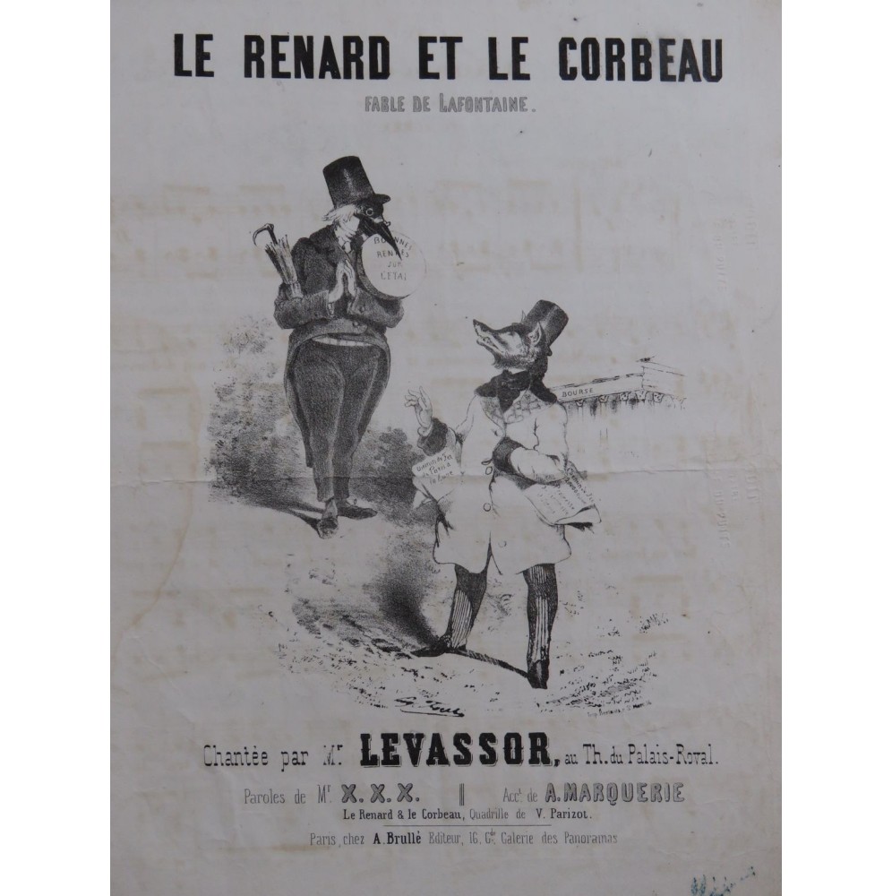 MARQUERIE A. Le Renard et le Corbeau Chant Piano ca1840
