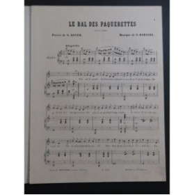 BARIGEL G. Le Bal des Paquerettes Chant Piano 1878