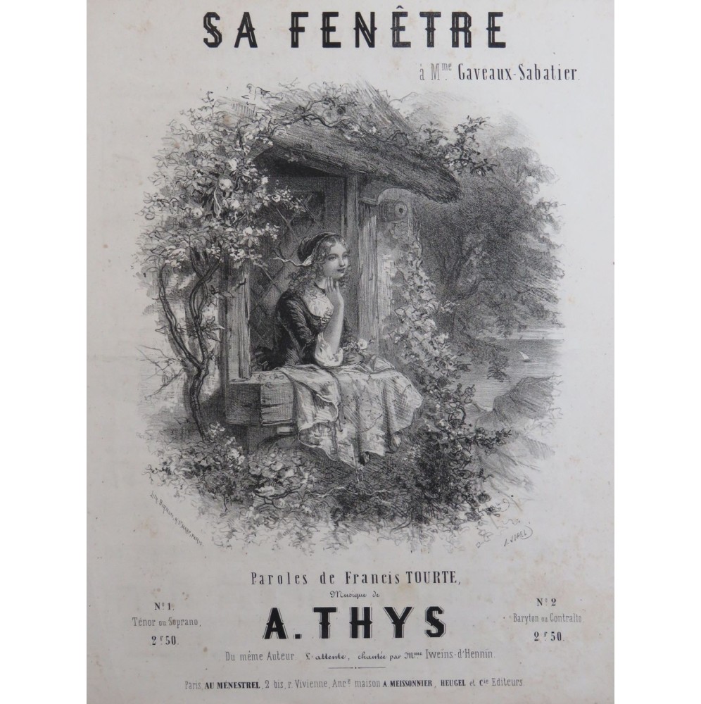 THYS Alphonse Sa Fenêtre Chant Piano ca1850