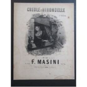 MASINI F. Créole et Hirondelle Chant Piano ca1858