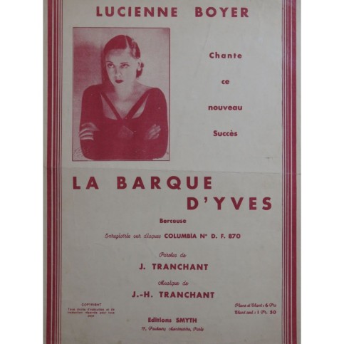 TRANCHANT J.-H. La Barque d'Yves Chant Piano 1932