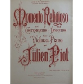 PIOT Julien Momento Religioso No 2 Invocation Violon Piano