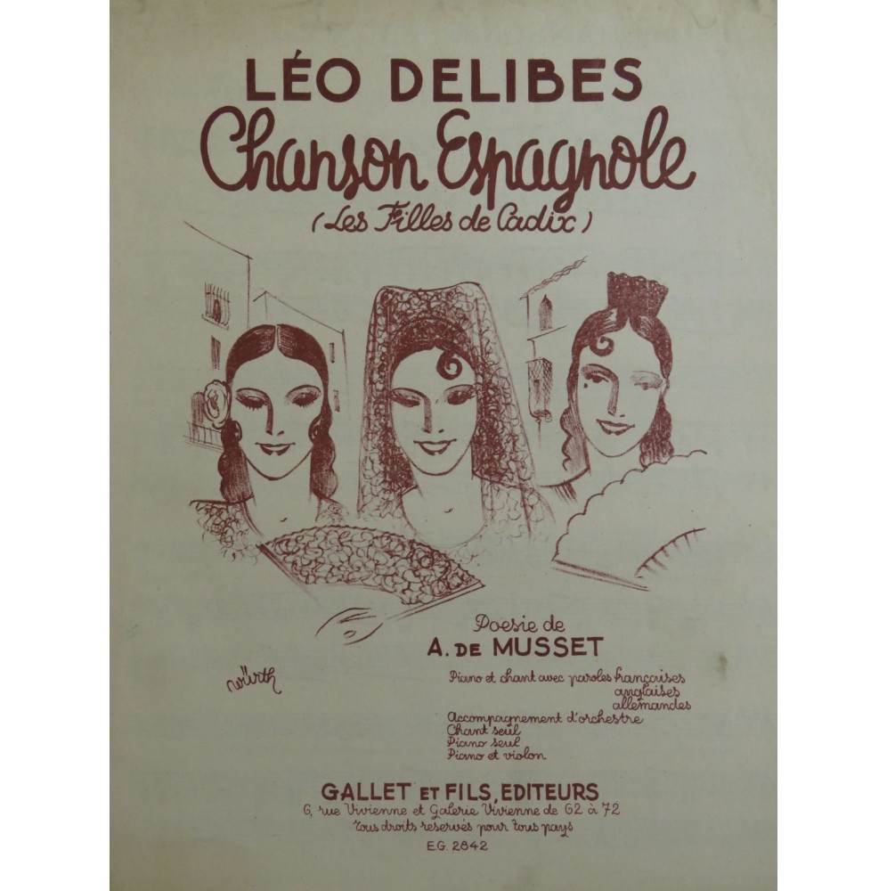 DELIBES Léo Chanson Espagnole Chant Piano