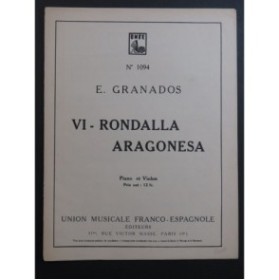 GRANADOS Enrique Rondalla Aragonesa Violon Piano 1935