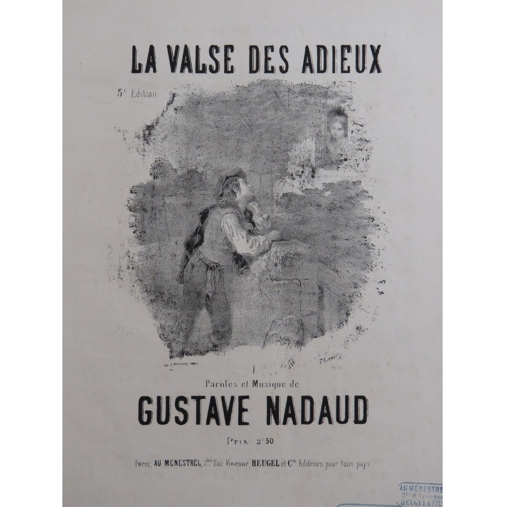 NADAUD Gustave La Valse des Adieux Chant Piano ca1850