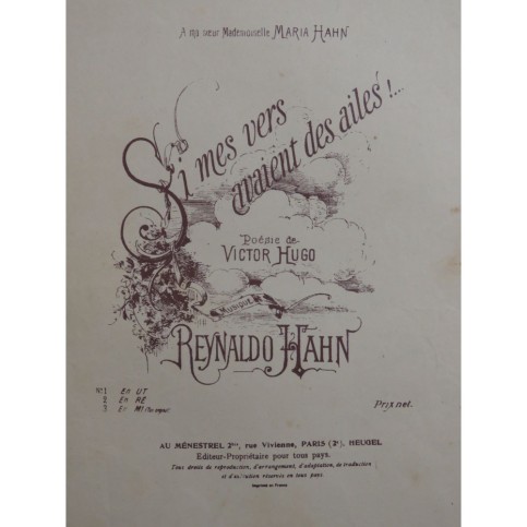 HAHN Reynaldo Si Mes Vers avaient des Ailes Chant Piano 1948