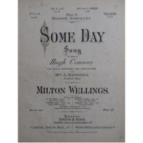 WELLINGS Milton Some Day Chant Piano XIXe