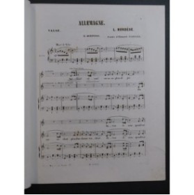 BORDÈSE Luigi Allemagne Valse Chant Piano ca1860