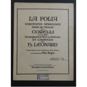 CORELLI Arcangelo La Folia Violon Piano ca1914