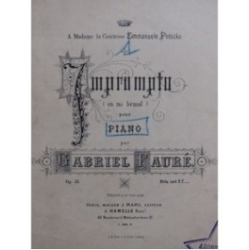 FAURÉ Gabriel Impromptu Op. 25 Piano