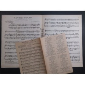 CHANTRIER Albert Savez vous ! Chant Piano 1925