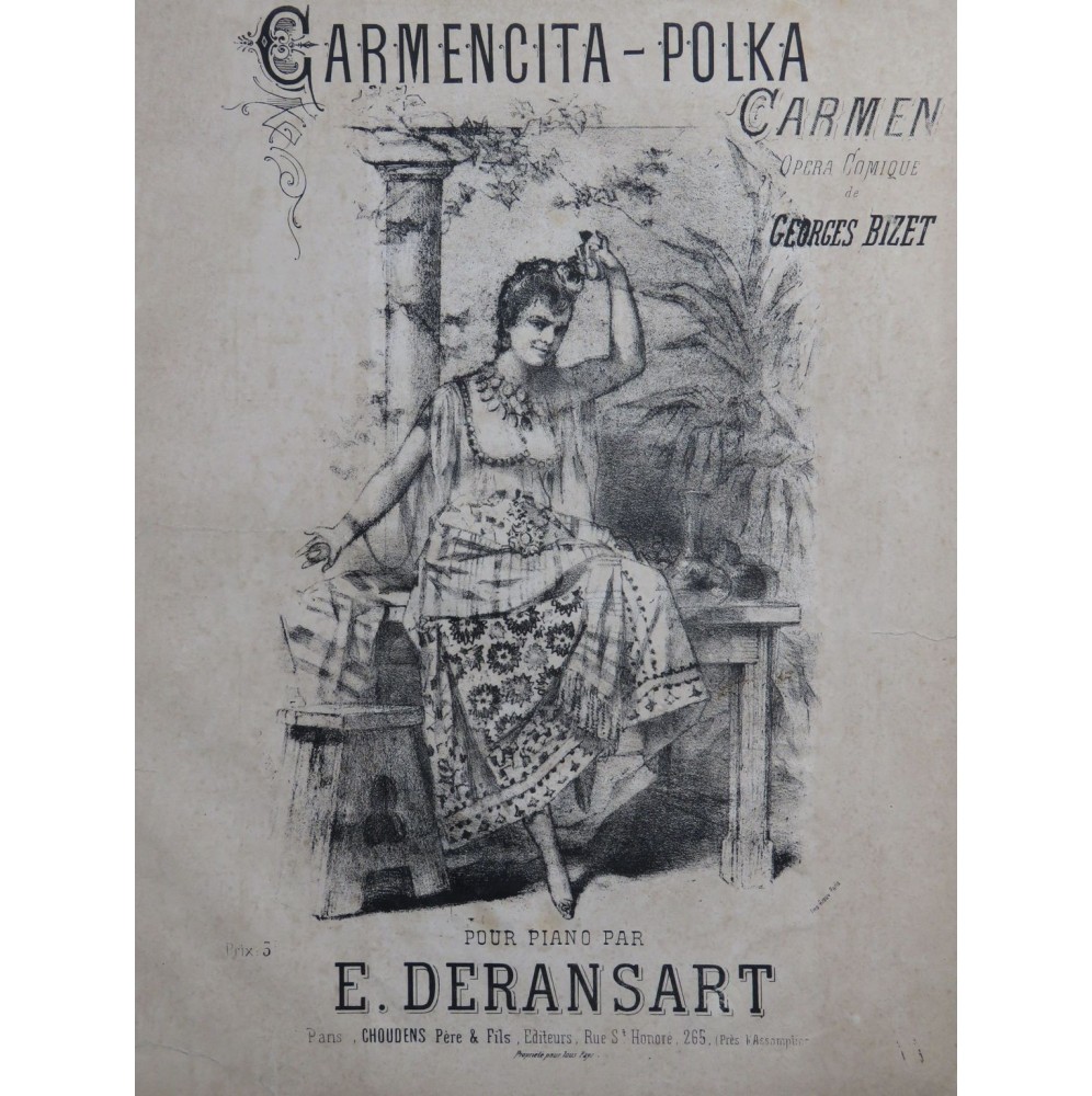 DERANSART Edouard Carmencita Polka Piano ca1875