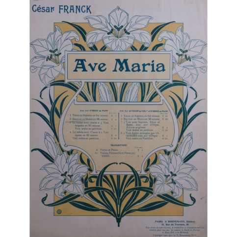 FRANCK César Ave Maria Chant Orgue 1903