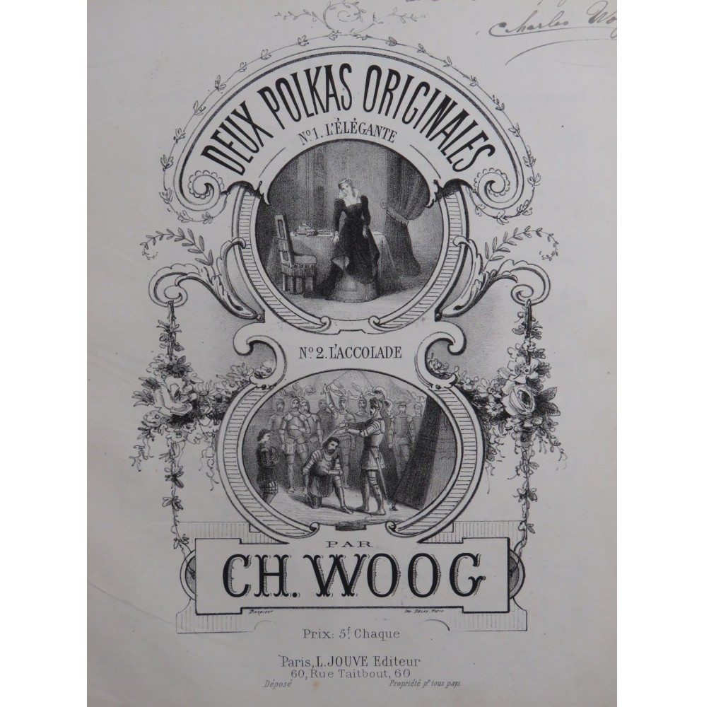 WOOG Charles L'Élégante Polka op 13 Dédicace Piano XIXe