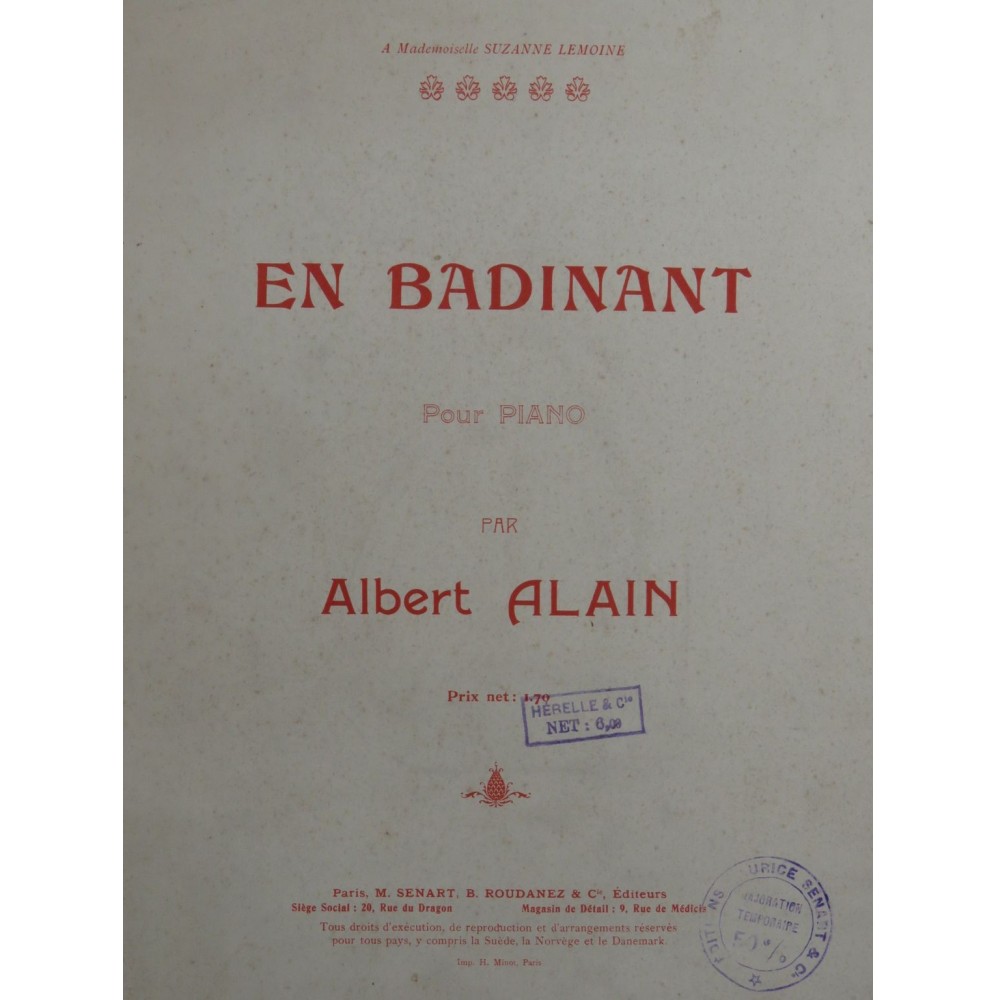 ALAIN Albert En Badinant Piano