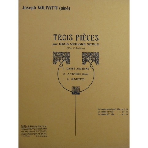 VOLPATTI Joseph Trois Pièces pour 2 Violons
