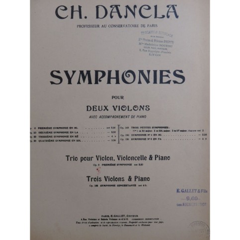 DANCLA Charles Nouvelle Symphonie Concertante No 2 Piano 2 Violons