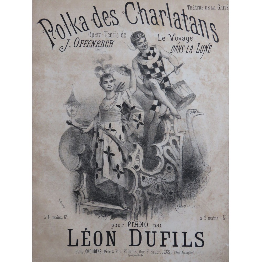 DUFILS Léon Polka des Charlatans J. Offenbach Piano ca1875