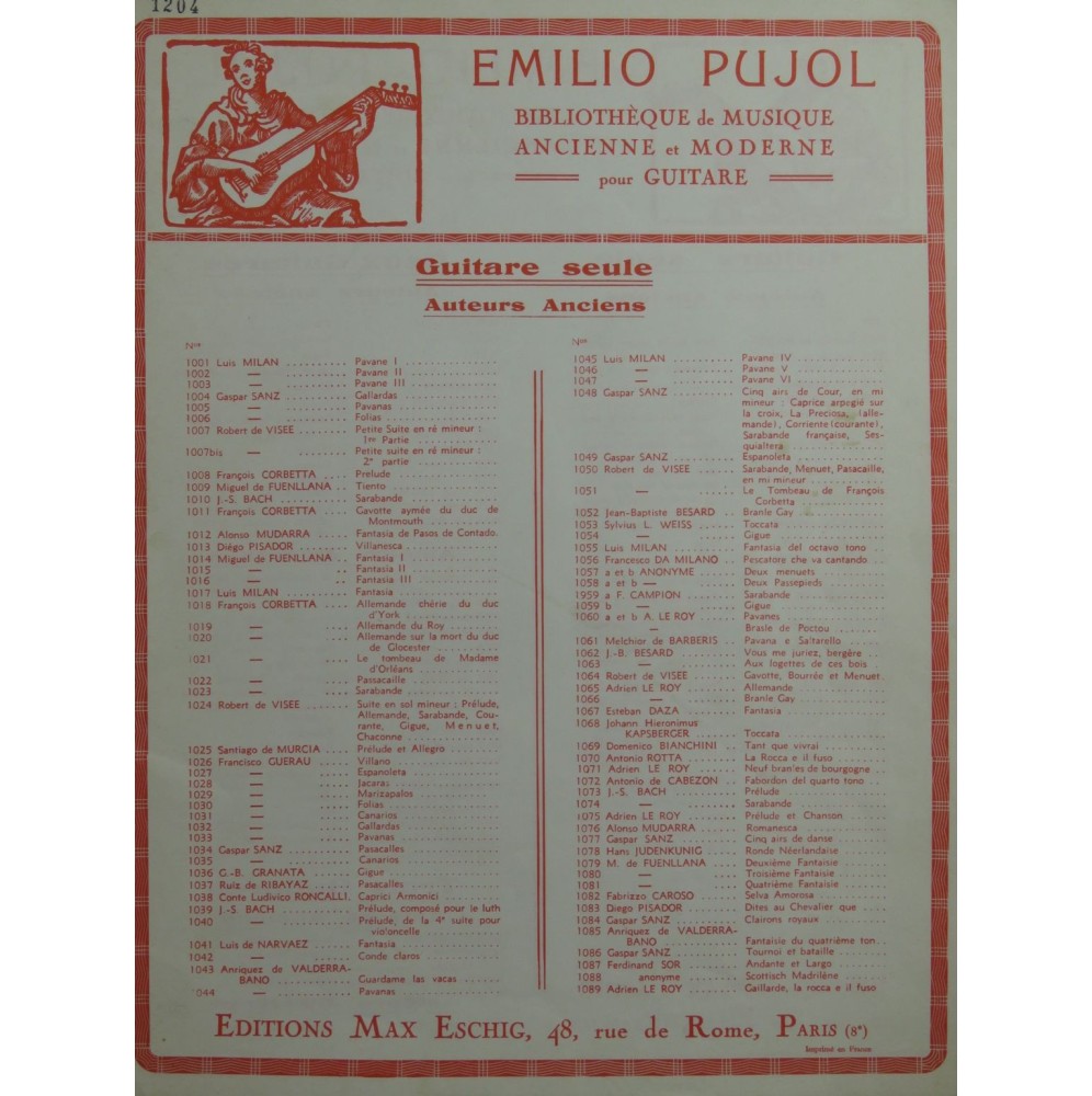 PUJOL Emilio Trois morceaux Espagnols Guitare