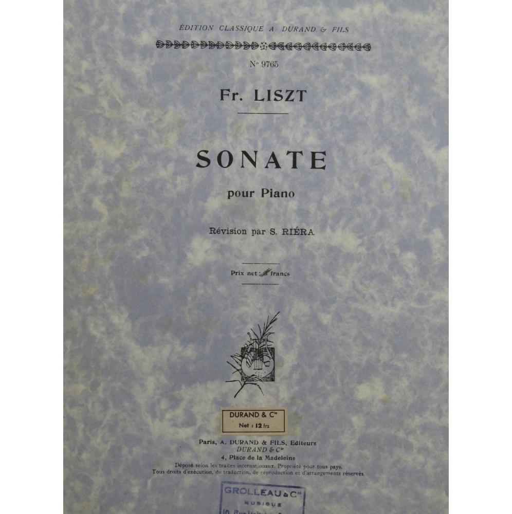 LISZT Franz Sonate Piano