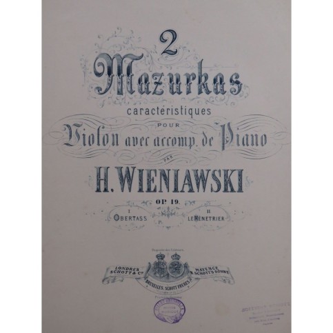 WIENIAWSKI Henri Deux Mazurkas Op. 19 Violon Piano ca1880