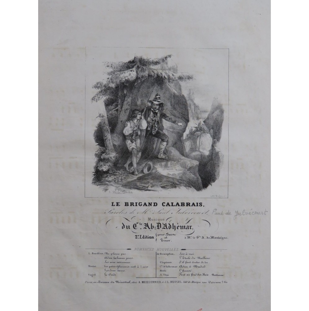D'ABDHÉMAR Abel Le Brigand Calabrais Chant Piano ca1840