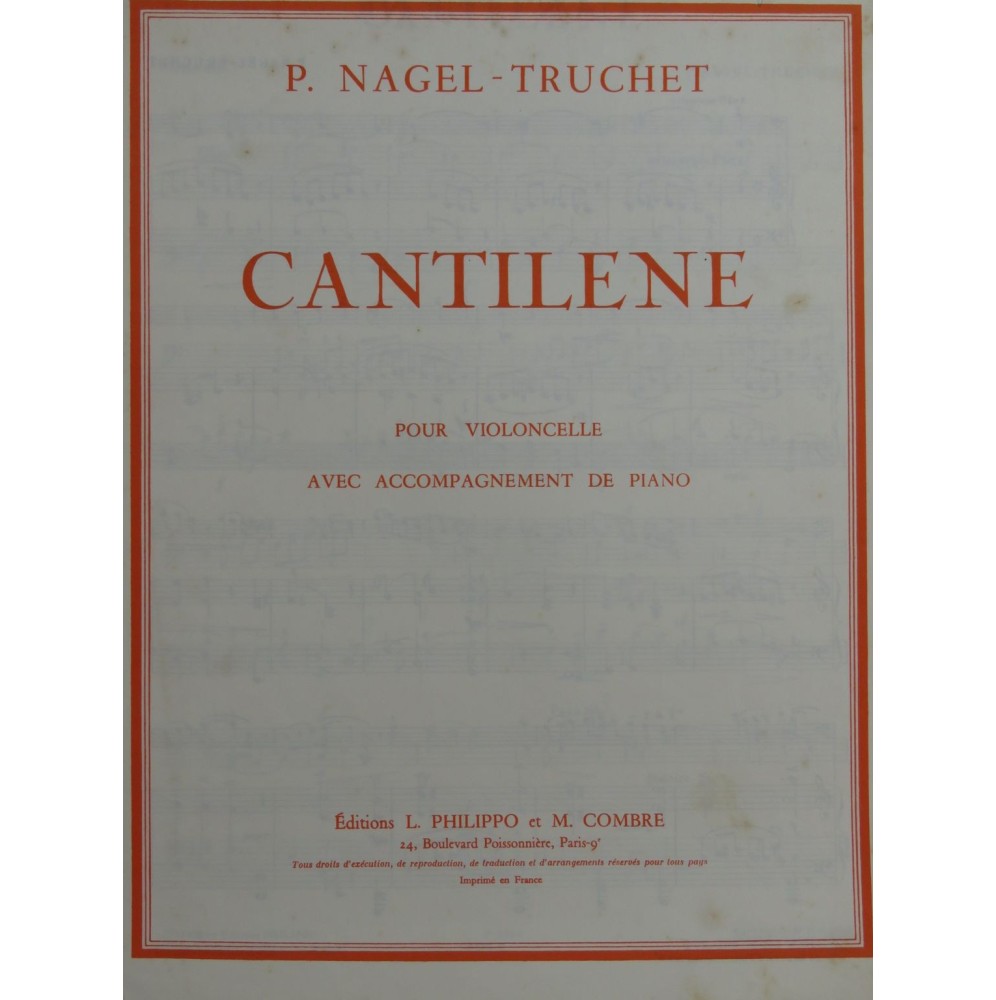 NAGEL TRUCHET P. Cantilène Piano Violoncelle 1968