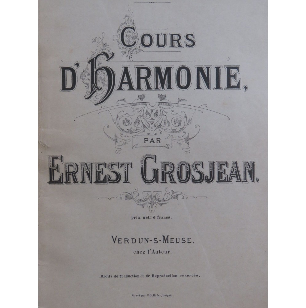 GROSJEAN Ernest Cours d'Harmonie ca1900