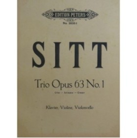 SITT Hans Trio No 1 op 63 Piano Violon Violoncelle