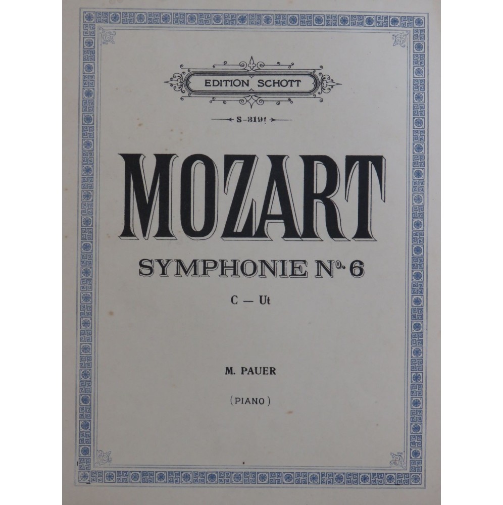 MOZART W. A. Symphonie No 6 Piano
