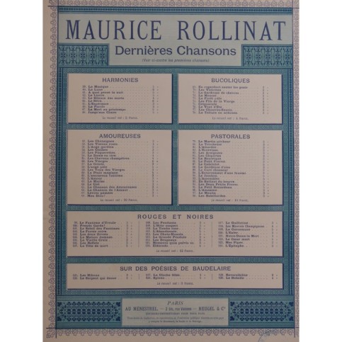 ROLLINAT Maurice Le Jambon Chant Piano 1907