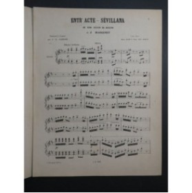 MASSENET Jules Entr'acte Sévillana Don César Piano 4 mains ca1882