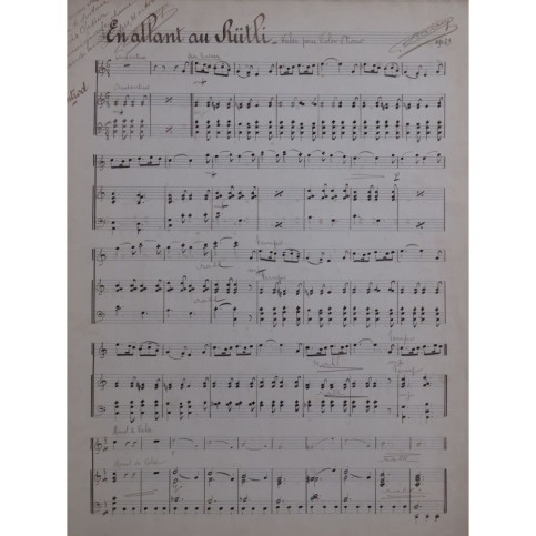 BAINY En Allant au Rütli Valse Manuscrit Dédicace Piano Violon 1912