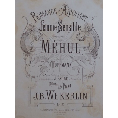 MÉHUL Femme Sensible Romance Chant Piano ca1870