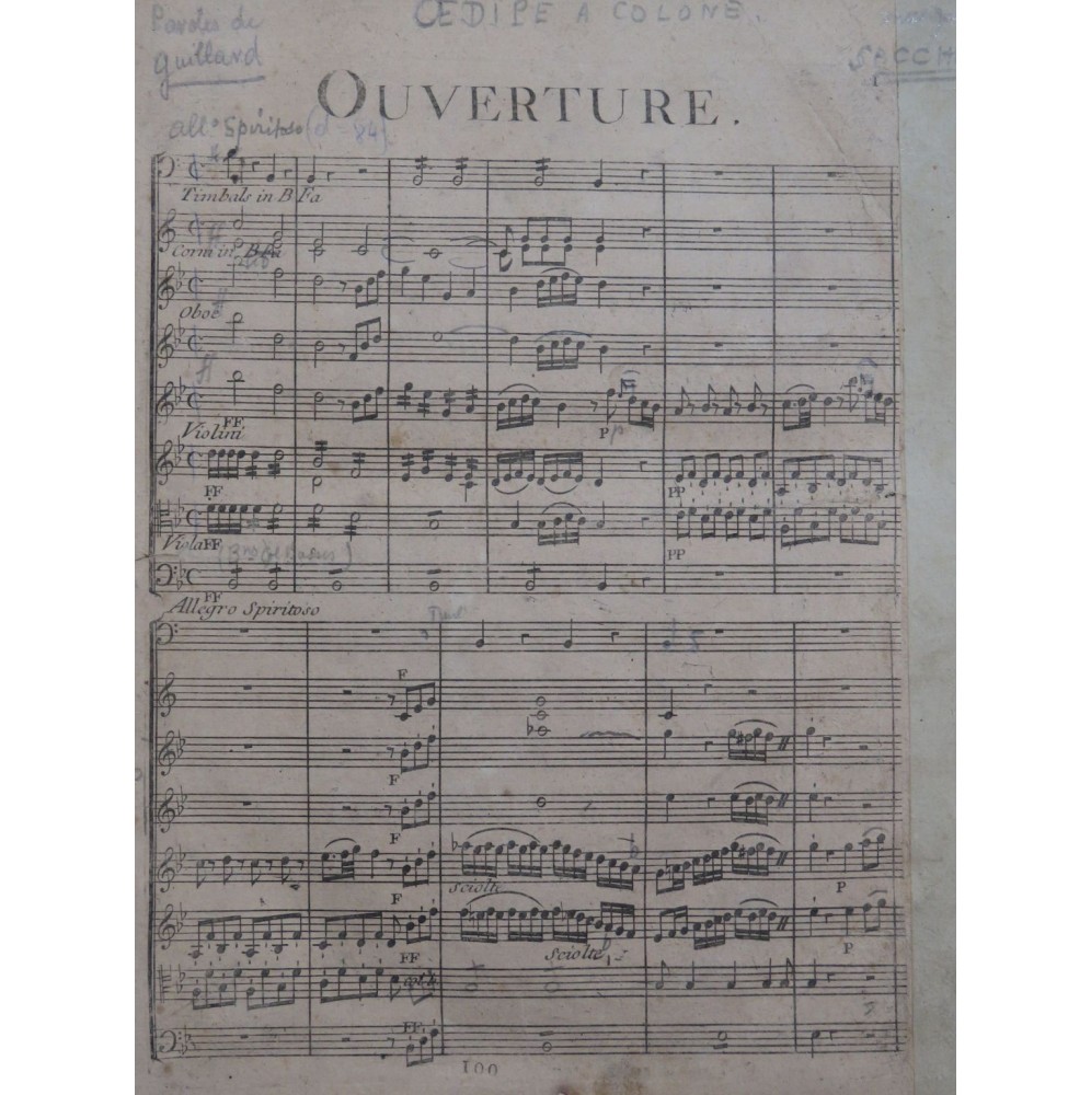 SACCHINI Antonio Oedipe à Colone Opéra Chant Orchestre XVIIIe